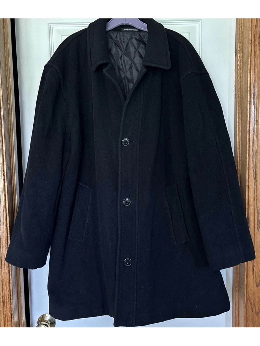 Lauren Ralph Lauren Black Overcoat Wool/Cashmere Blend Button Up Mens XL?
